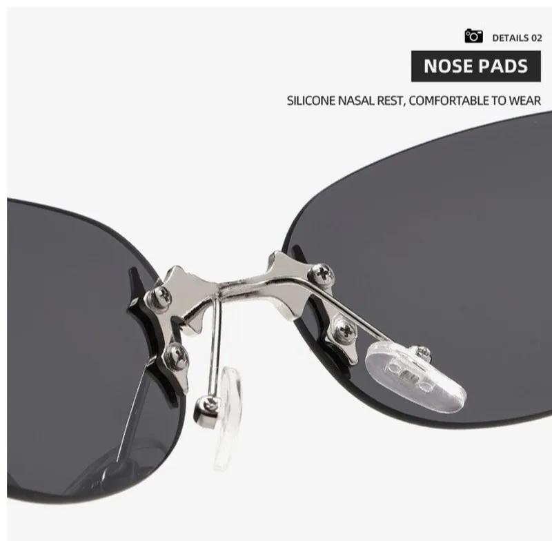 Promotion limitée dans le temps-Y2g lunettes de soleil ovales en métal sans cadre Hot Girl Street Sh