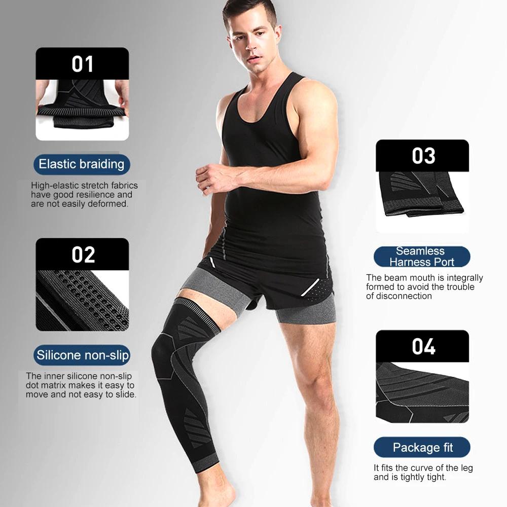 BraceTop 1 PC Manchons de jambe complets Manchons de jambe à compression longue Manchons de genou Pr
