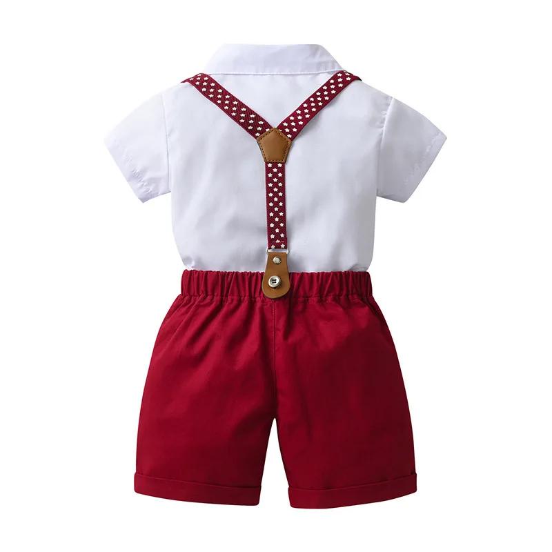 Vêtements d'été de mariage pour garçons de 1 2 3 4 5 6 ans, ensemble à bretelles imprimé étoiles, T-