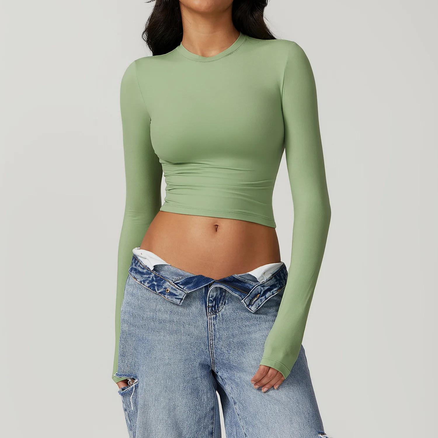 Femmes Yoga chemises haut court manches longues chemises pour femmes Yoga manches longues sport Fitn
