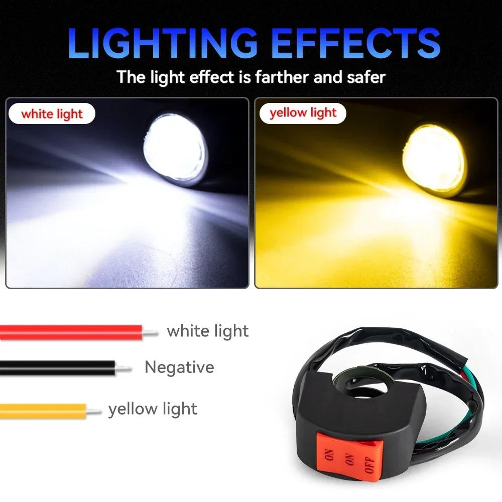 Phare LED universel pour motos, lentille de projecteur, double couleur, pour ATV, Scooter, lampe de