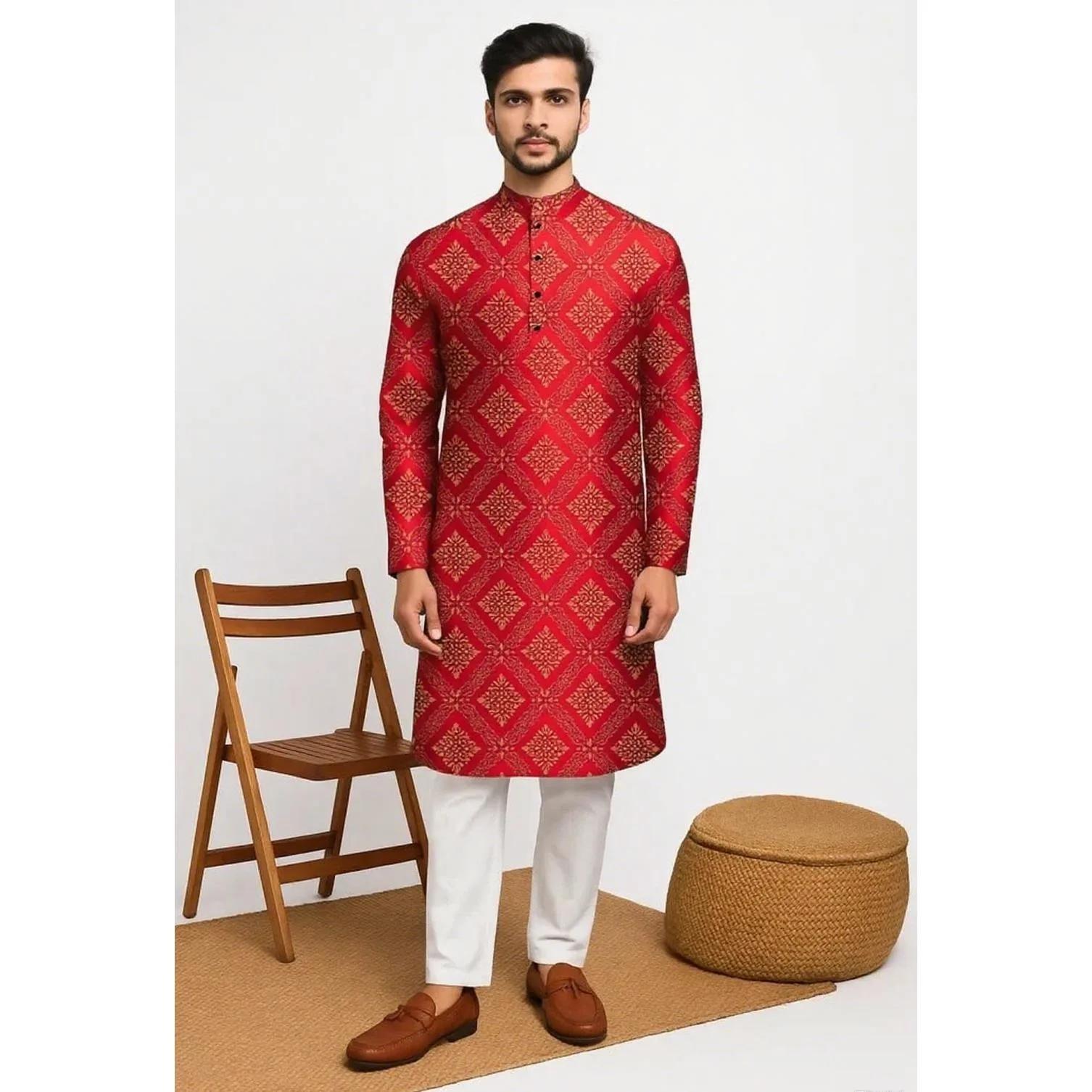 Inde Hommes Printemps Chemise Tradition Kurtas Vintage Chemisier Long