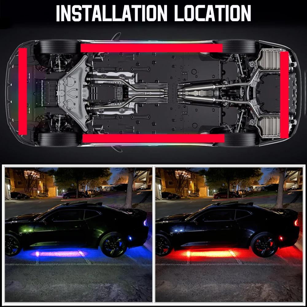 Bande lumineuse LED Flexible pour voiture, contrôle à distance/APP, néon RGB, atmosphère ambiante, l