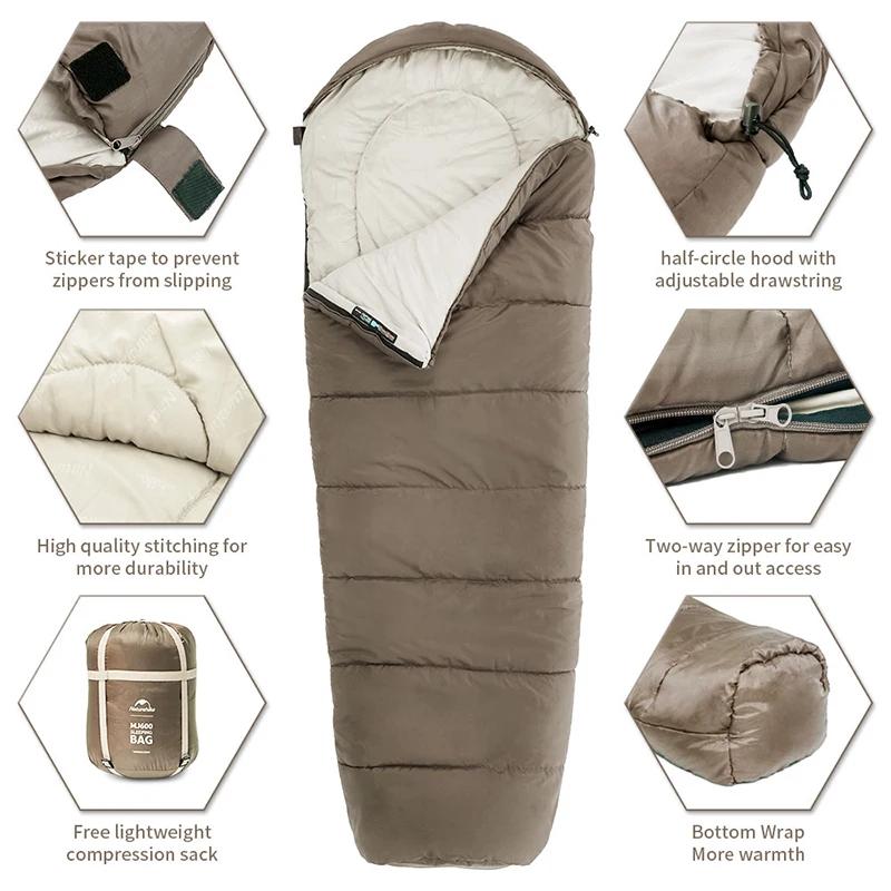 Natureifa-Sac de couchage léger en coton pour femme, camping en plein air, hiver, MJ300 -1 ℃