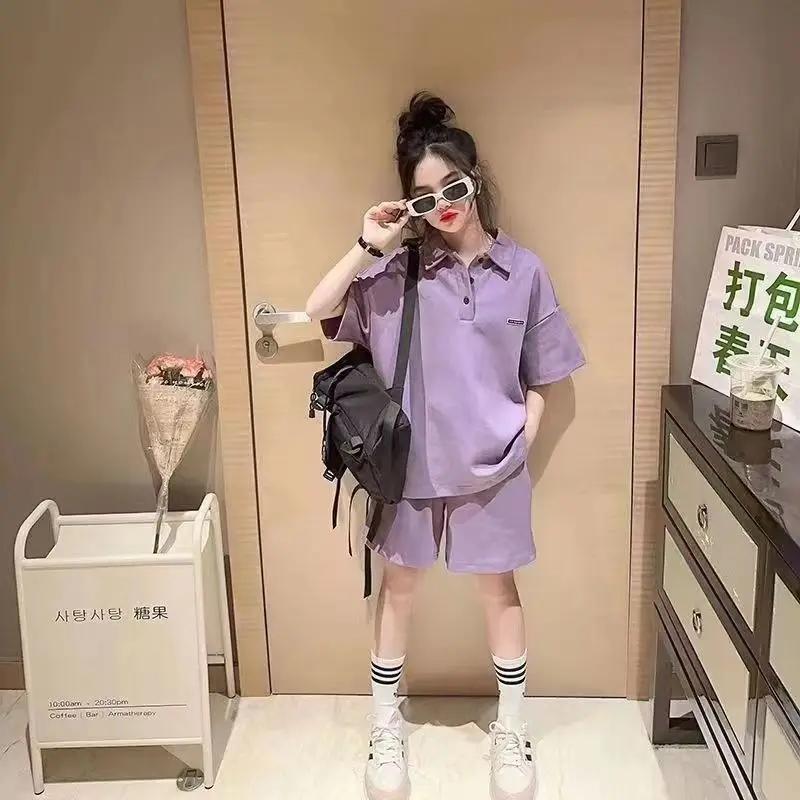 Ensemble T-shirt et pantalon à manches courtes pour filles, vêtements de sport décontractés, olympiq