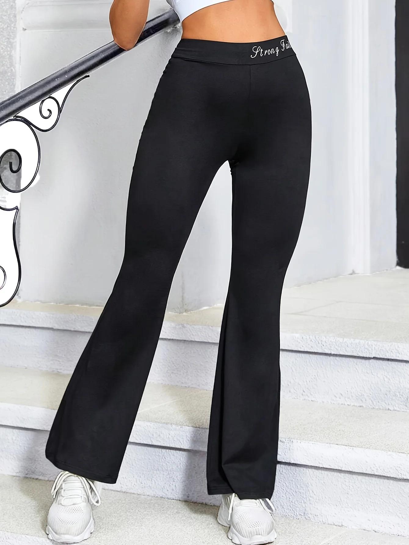 Pantalon de yoga jambes larges pour femmes - Leggings évasés taille haute décontractés
