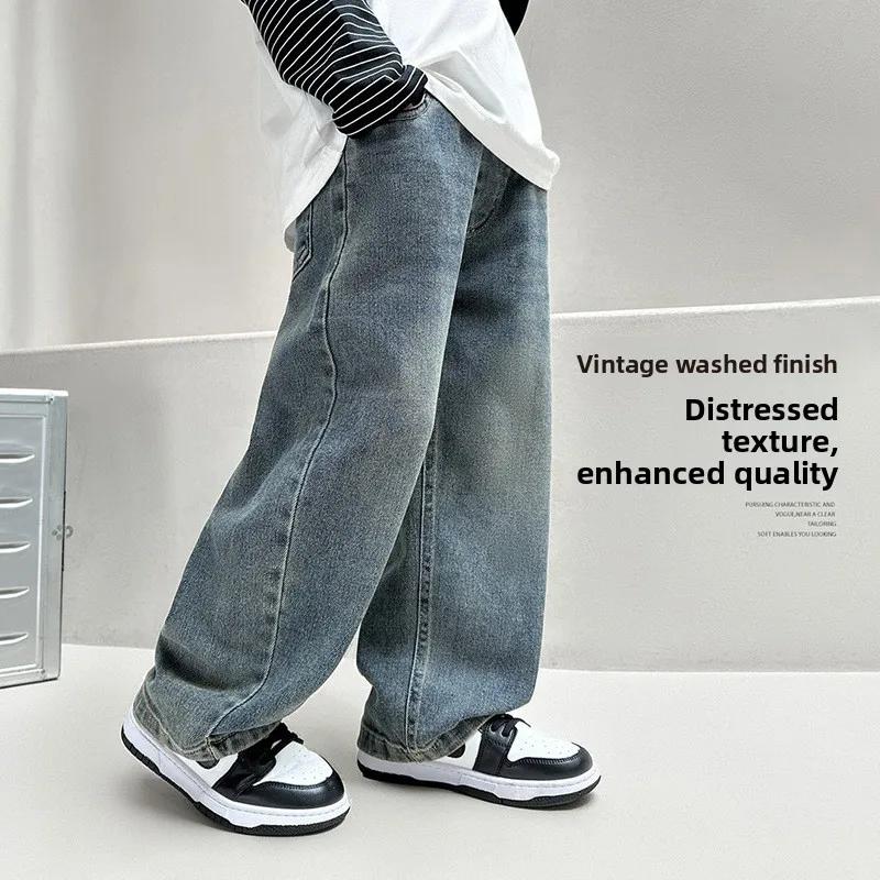 Jeans de printemps pour garçons, pantalon de mode pour enfants, nouveau pantalon droit d'automne, je