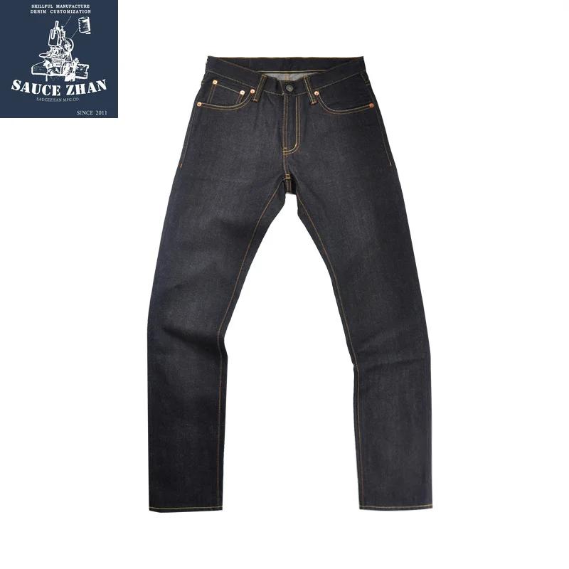 Saucezhan – jean à lisière pour hommes, 314XX, Denim, sanforisé, Indigo et noir, fermeture éclair, c