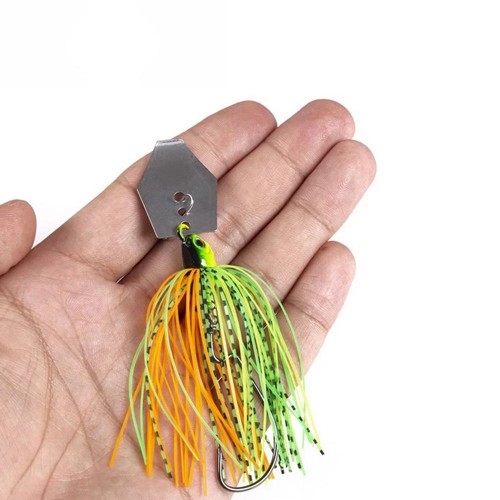 Leurre métallique avec jupe en caoutchouc, appât ÉlwobJeff, buzzbait, jigging, cuillère spinner pour