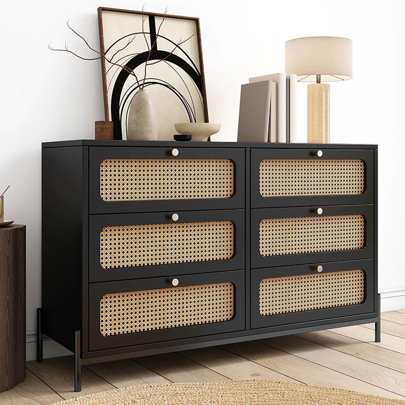 Placard en bois de rotin de cannage moderne, commode 6 MELfur ser, armoire de rangement en bois, buf