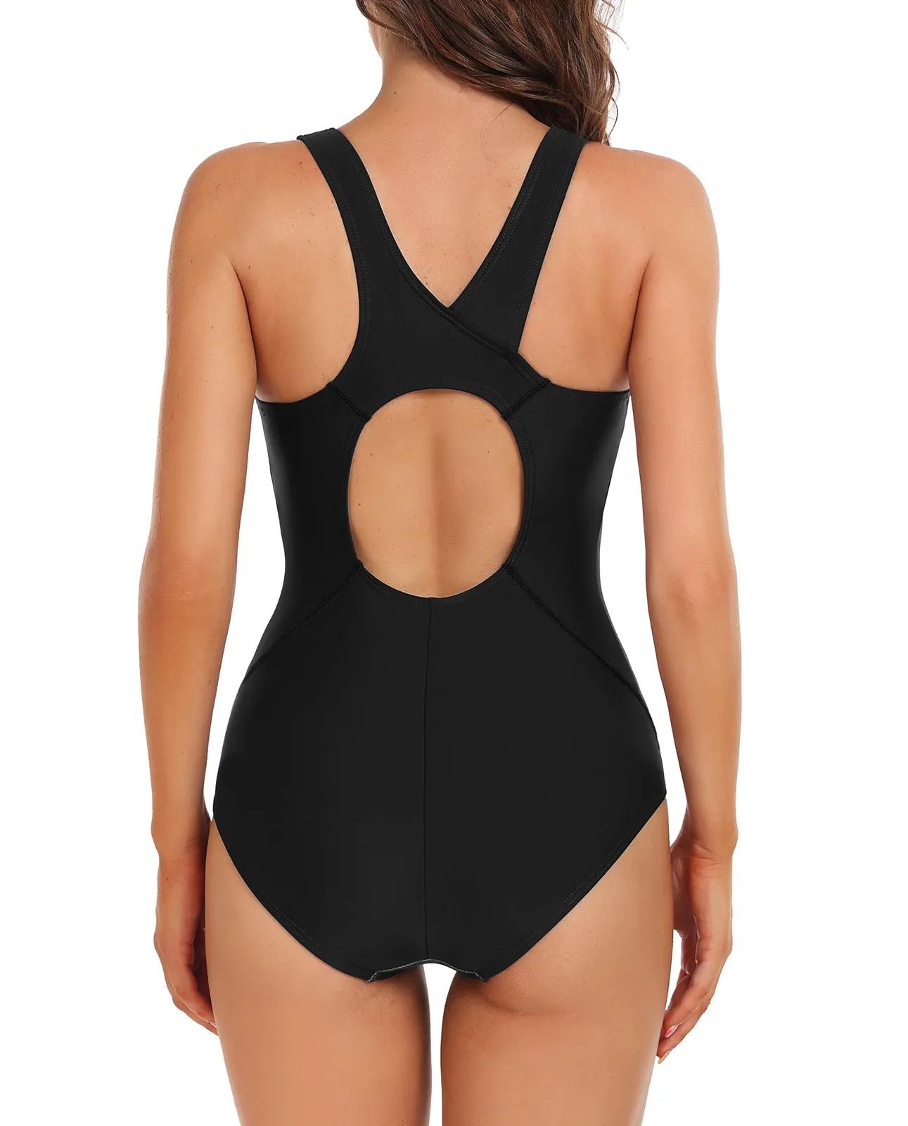 Maillot de bain dos nu triangle imprimé patchwork pour femmes - Sport et plage style conservateur