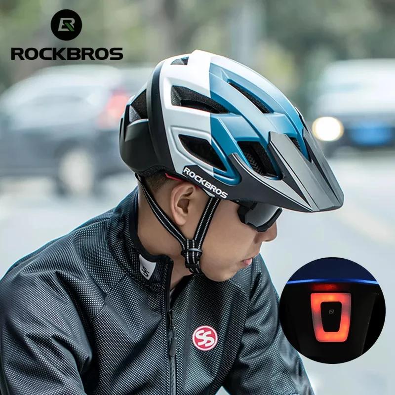 ROCKBROS – casque de vélo à lumière LED Rechargeable pour hommes, équipement de cyclisme en montagne