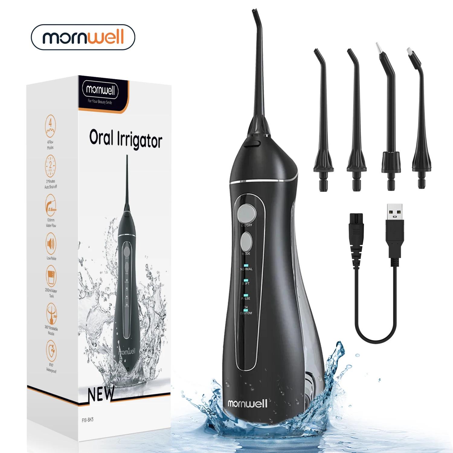 Hydropulseur Portable Sans Fil F18, 3 Modes de Nettoyage, Étanche, Rechargeable, 4 Buses pour Nettoy