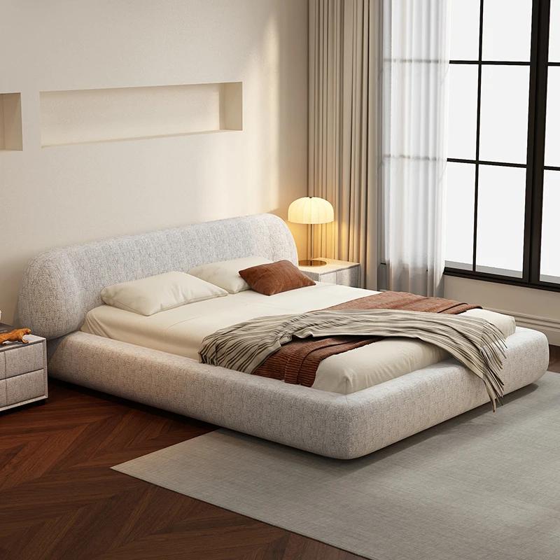 Mariage lits confortables esthétique Double rangement européen lits modernes crème concepteur minima