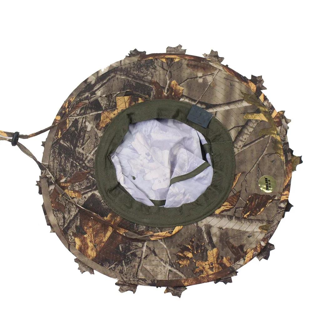 Chapeaux Boonie de Camouflage pour hommes, casquette tactique de Camouflage feuilles 3D, casquettes