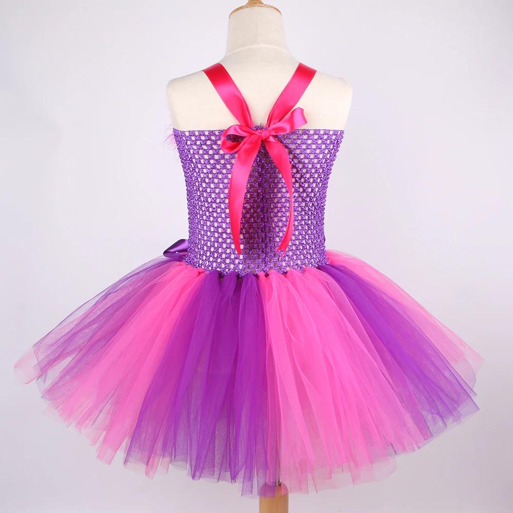 Filles Cheshire chat Costume enfants pays des merveilles dessin animé magique rayé chat Tutu robe fi
