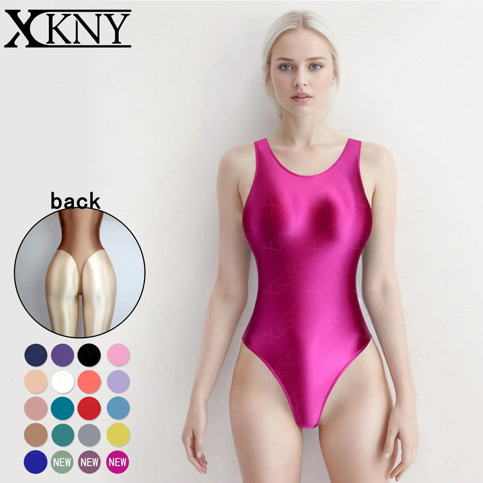 Maillot de bain brillant en satin XClocKNYoung, justaucorps brillant en satin, maillot de bain une p