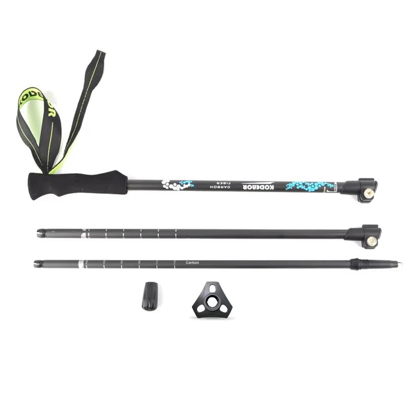 Bâtons de marche carbone 3 sections 63-135cm avec poignée EVA pour randonnée et alpinisme
