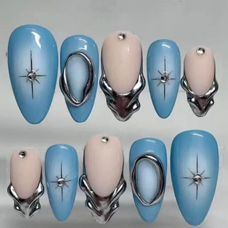 24 pièces 3D vert ondulation Design faux ongles oeil de chat français amande faux ongles conseils fe