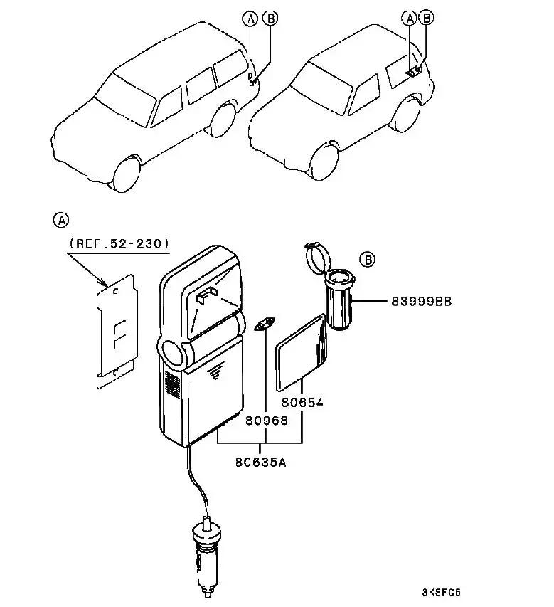Lampe de travail de coffre arrière 1 pièce pour Pajero V20 V30 MB 777742 Feux de porte arrière pou