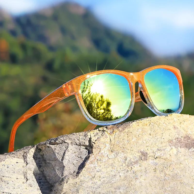 Lunettes de soleil carrées polarisées unisexes, nouveau style, monture légère à paillettes violettes
