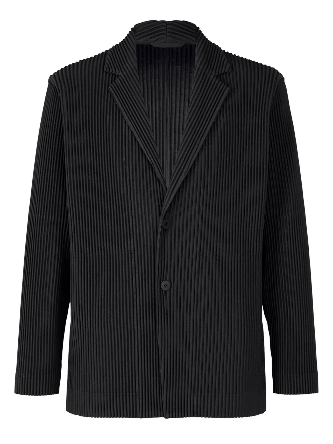 Blazer noir plissé pour homme, olympiques de luxe, doublé partiel, manteau de bureau, haute couture,