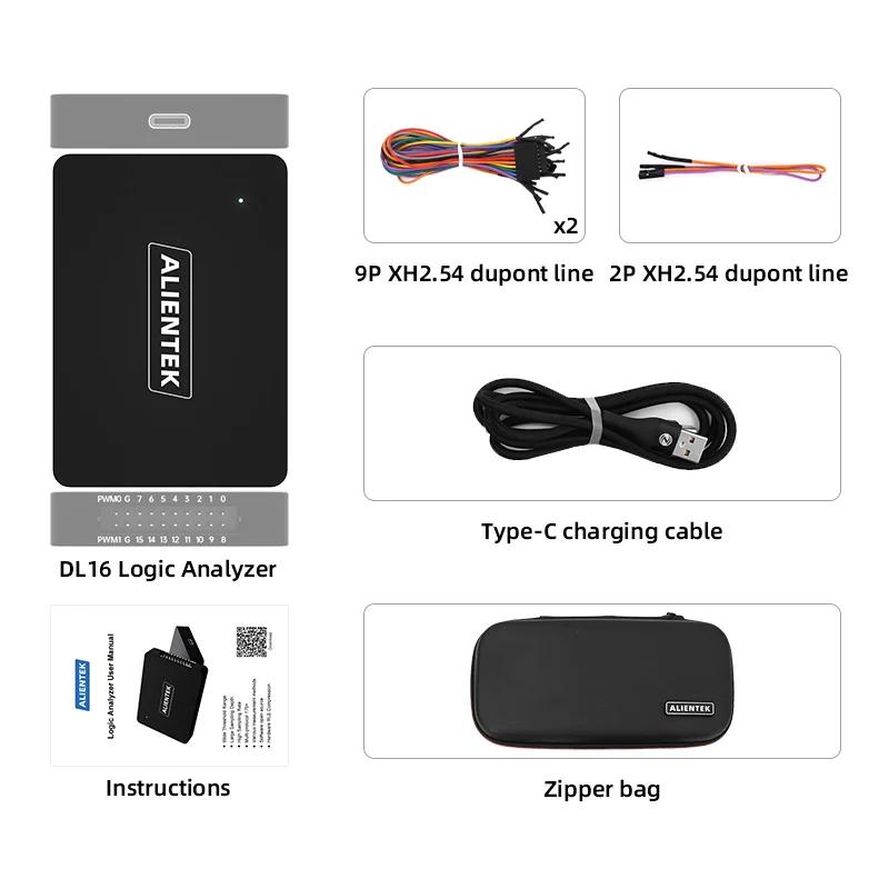 ALIENTEK analyseur logique DL16 250MHz taux d'échantillonnage maximum 16 canaux outils d'analyse log