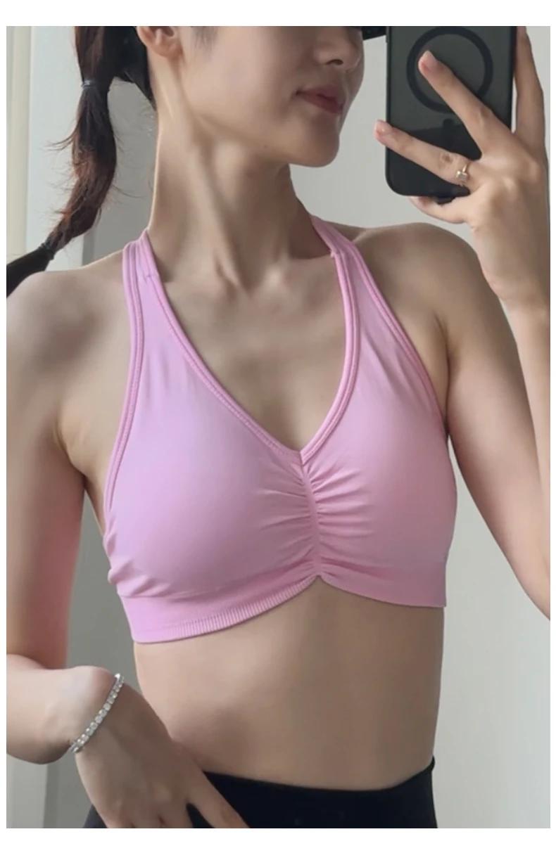 Soutien-gorge de sport réglable à dos en T pour yoga à fort impact, col licou, dos nu, séchage rapid