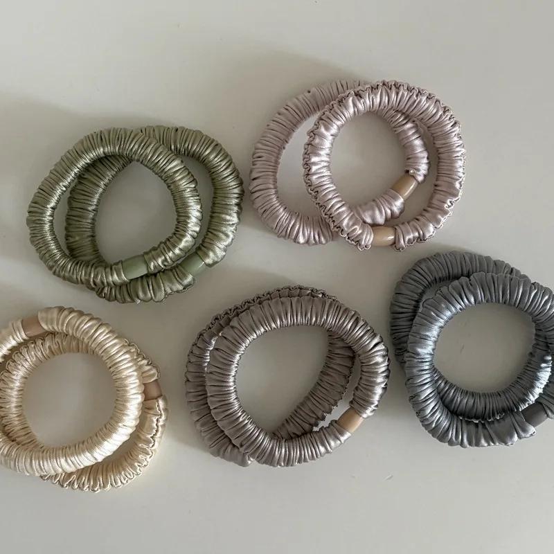 Chouchou élastique en soie pour femmes, couleur unie chouchou satin scrunchie cheveux Élastiques et