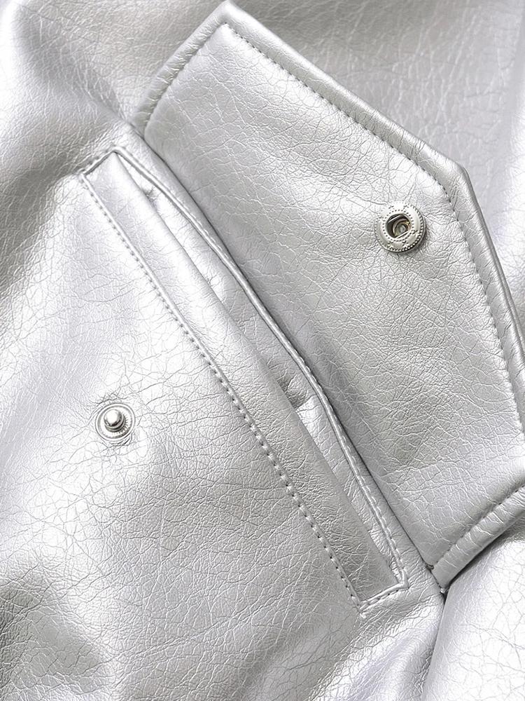 Ailegogo streetwear femmes Vintage Loose court pu faux cuir veste printemps automne femmes zip mante