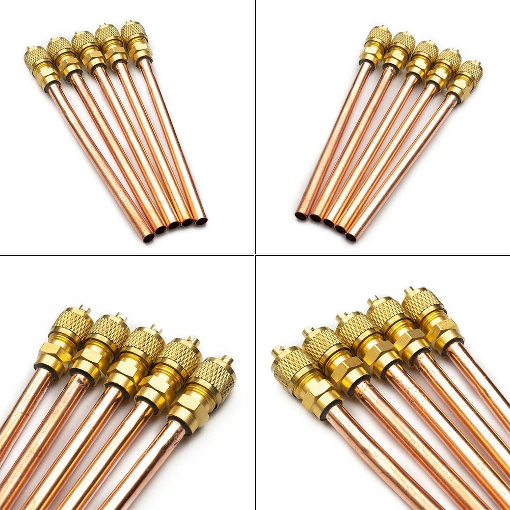 Valves d'accès de réfrigération pour climatiseur, 5 pièces, 6mm OD, Tube en cuivre, pièces de rempli