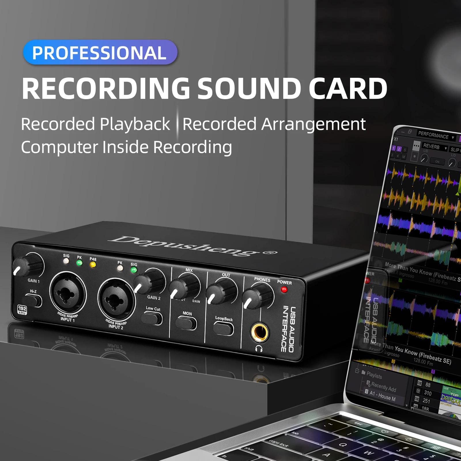 Interface Audio Depusheng MD22 carte son professionnelle avec surveillance guitare électrique enregi