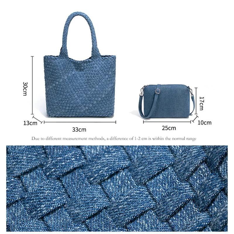 Sac à main en Denim tissé doux et robuste pour femmes, fourre-tout en tricot fait à la main, Style c