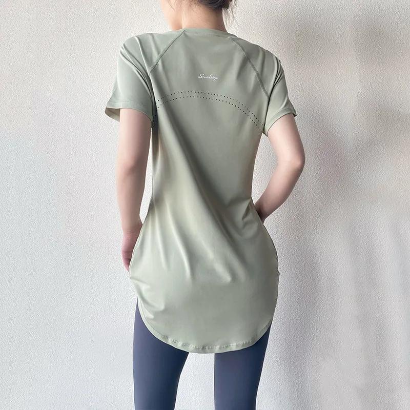 T-shirt sport femmes manches courtes fitness - Yoga séchage rapide respirant slim 2026