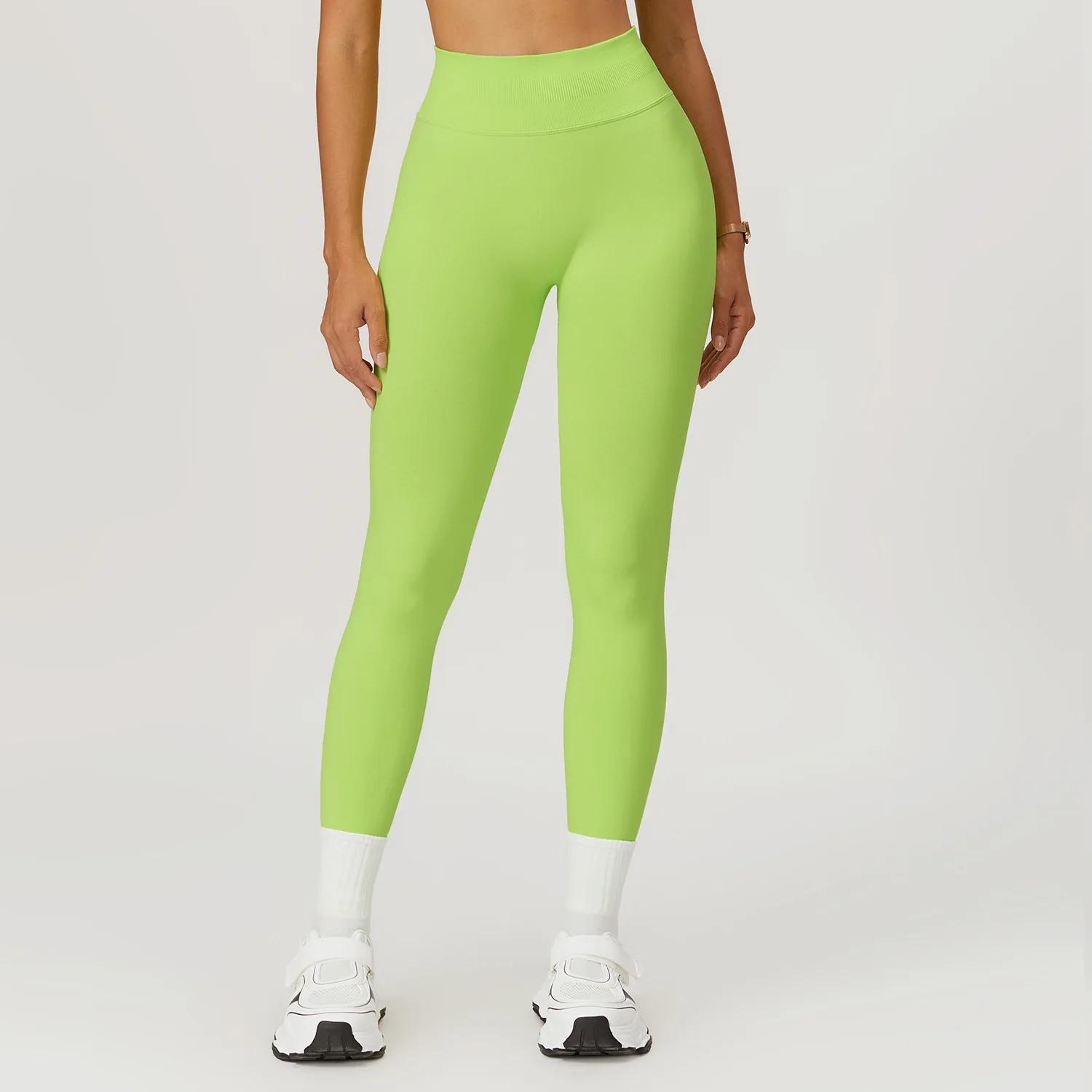 Leggings de Fitness sans couture femmes Sport taille haute élastique côtelé Yoga Leggings Gym Joggin