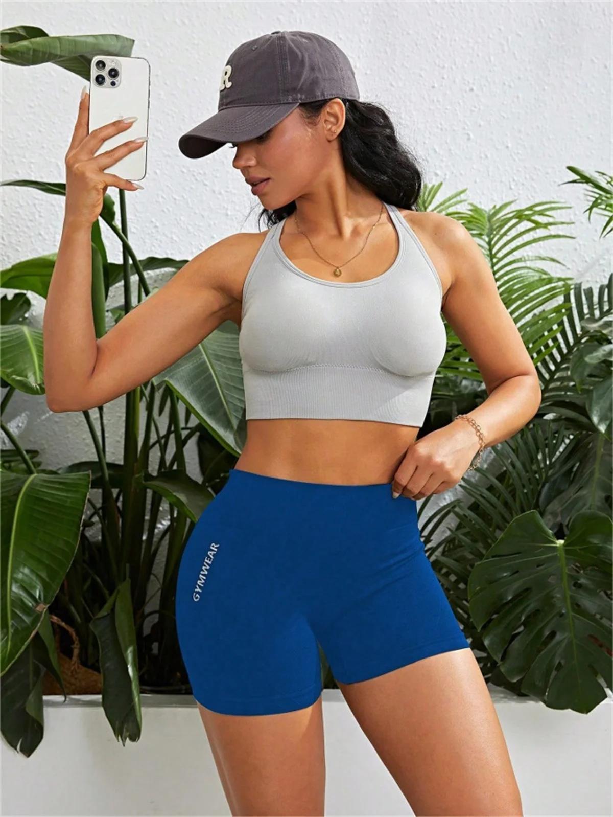 Short de yoga femme taille haute sans couture - Léggings courts course printemps confortable élastique