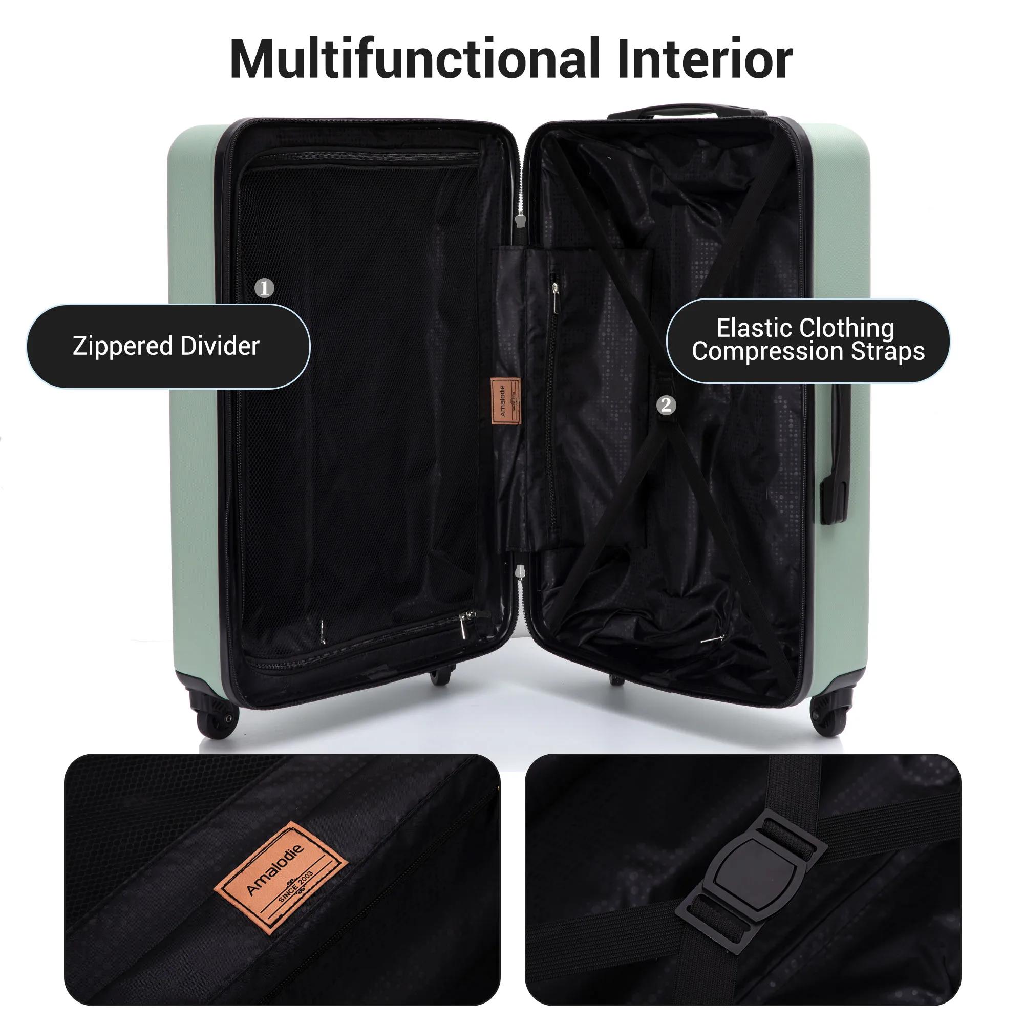 Ensemble de bagages 3 pièces, valises à double roulettes pivotantes, ensemble de valises rigides en