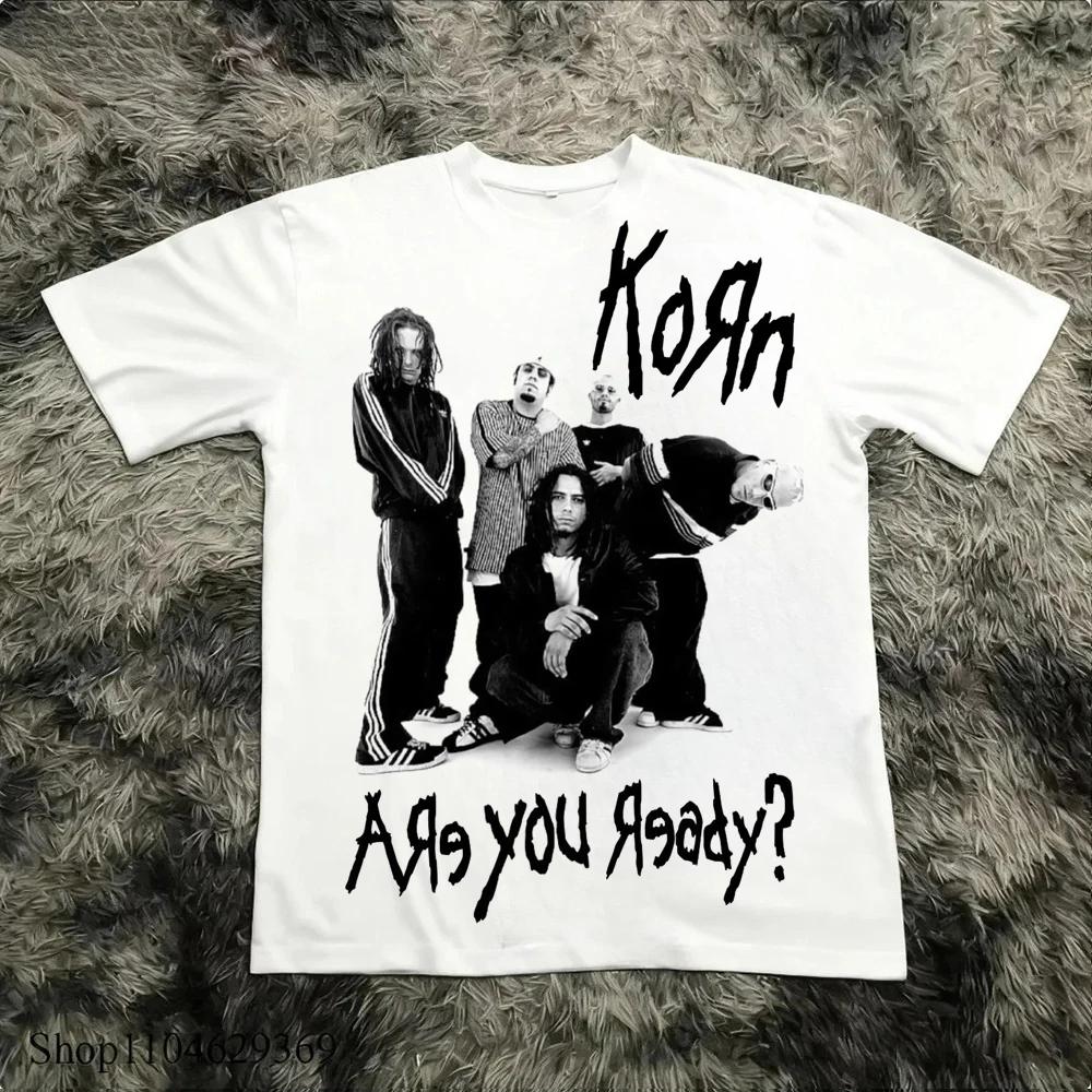 Korn Follow The Leader T-shirt en coton imprimé double face Metal Band Tee pour hommes et femmes, t-