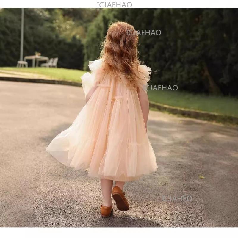 Robe de Princesse Élégante pour Filles 2026 – Tenue de Soirée Formelle Tutu avec Manches Volantes po