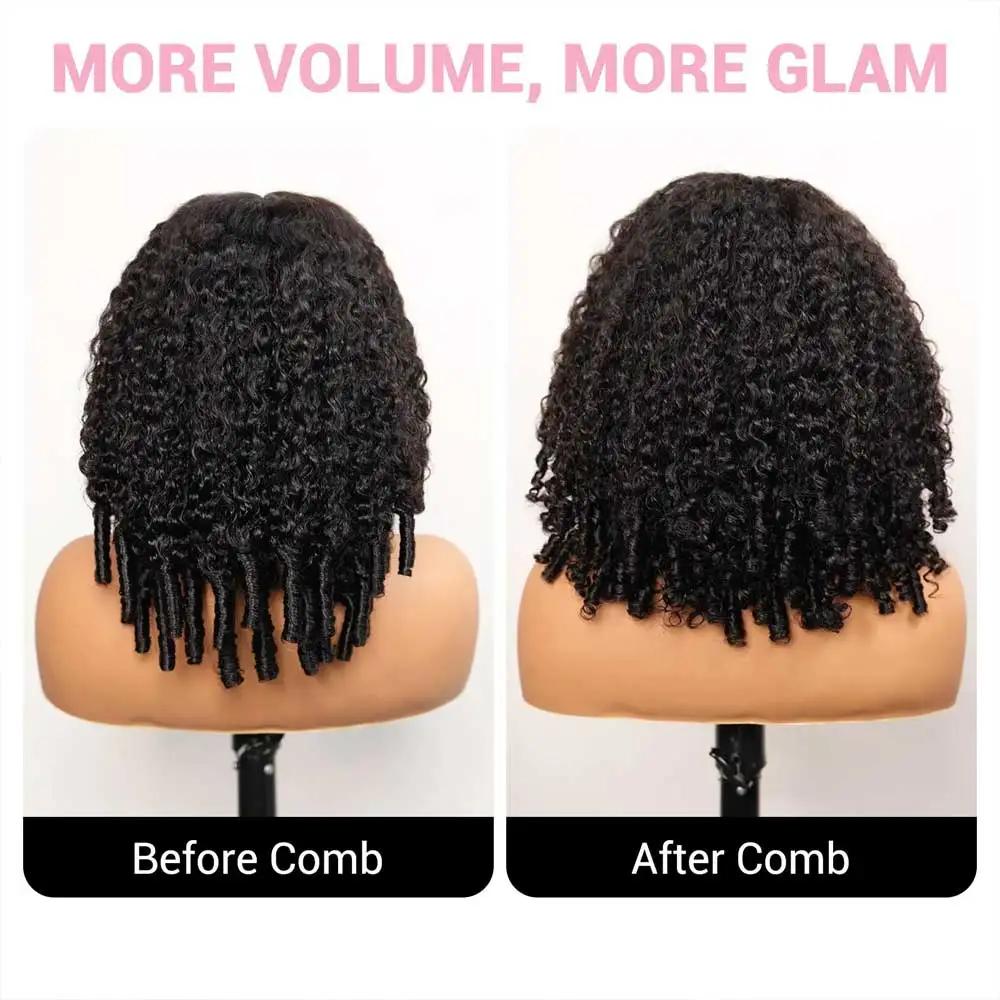 250% densité birman bouclés perruque de cheveux humains 13x4 HD Transparent dentelle frontale perruq