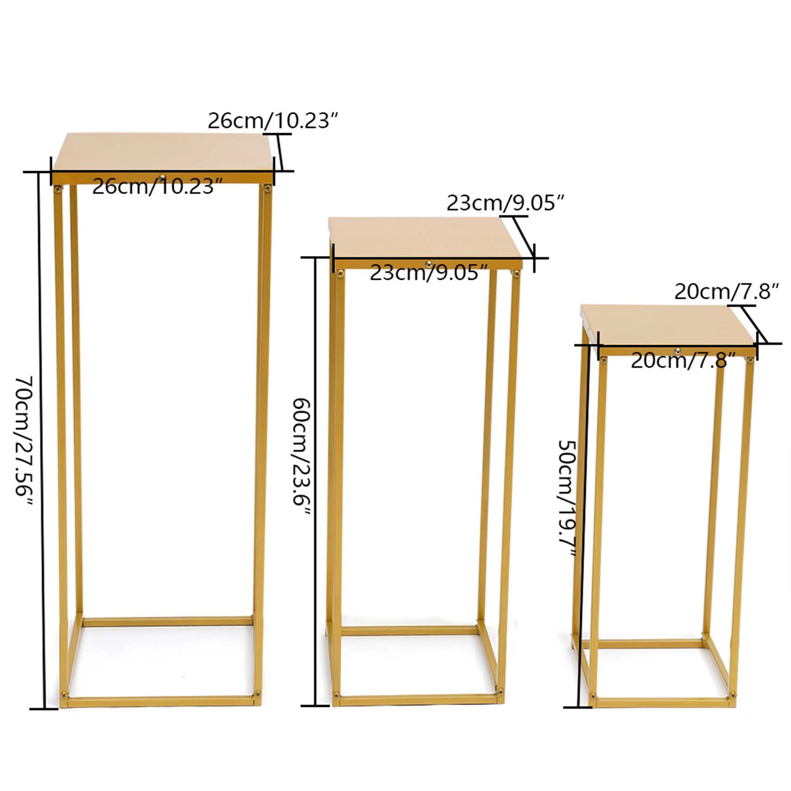 Ensemble de 3 supports de fleurs carrés en métal, support pour plantes, colonne d'art, route, plomb,