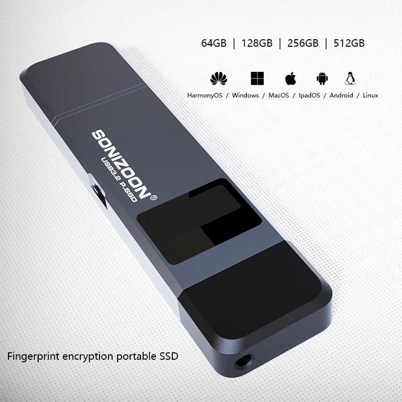 Cryptage d'empreintes digitales SSD Portable 128/256/512GBWrite fonction de Protection clé USB à sem