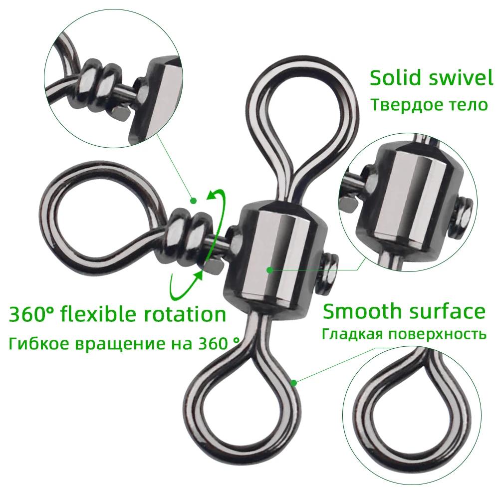 DNDYUJU 30 pièces 3 voies baril ligne transversale pêche pivotant avec anneau solide en laiton croch