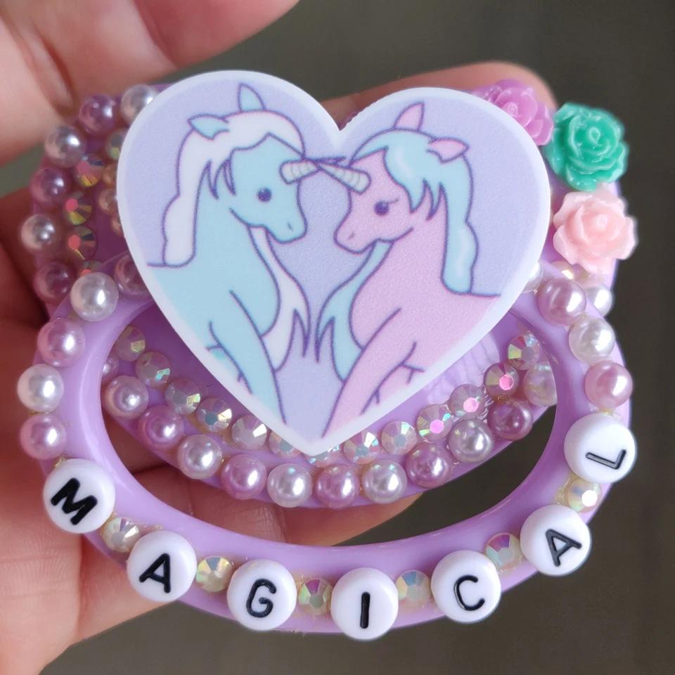 Sucette en silicone pour adulte, motif licorne violette, 100% faite à la main, taille adulte, abdl D