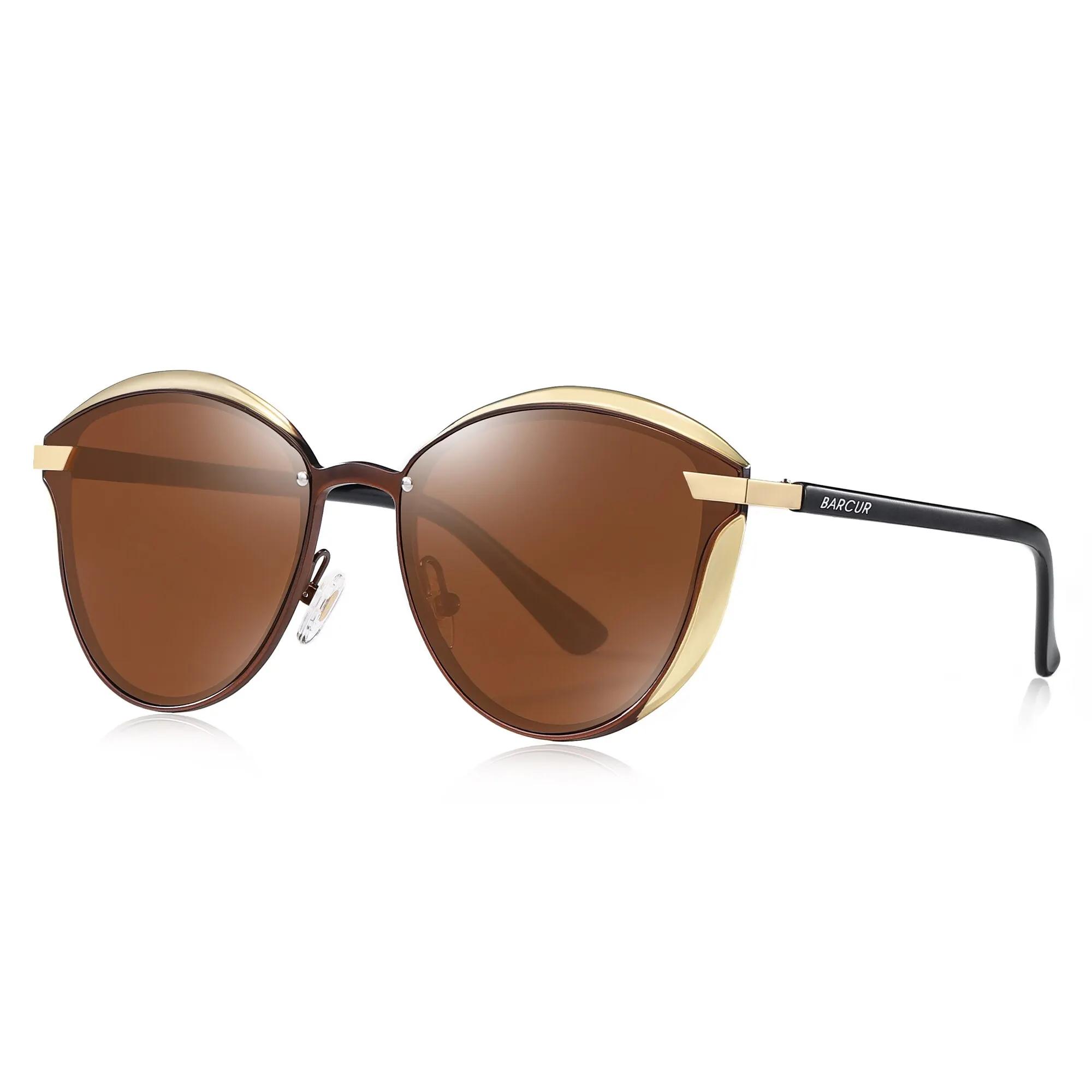BARCUR Style lunettes de Soleil Polarisées Pour Femmes Catmore Rond Soleil Verre Dames Femme Lunette
