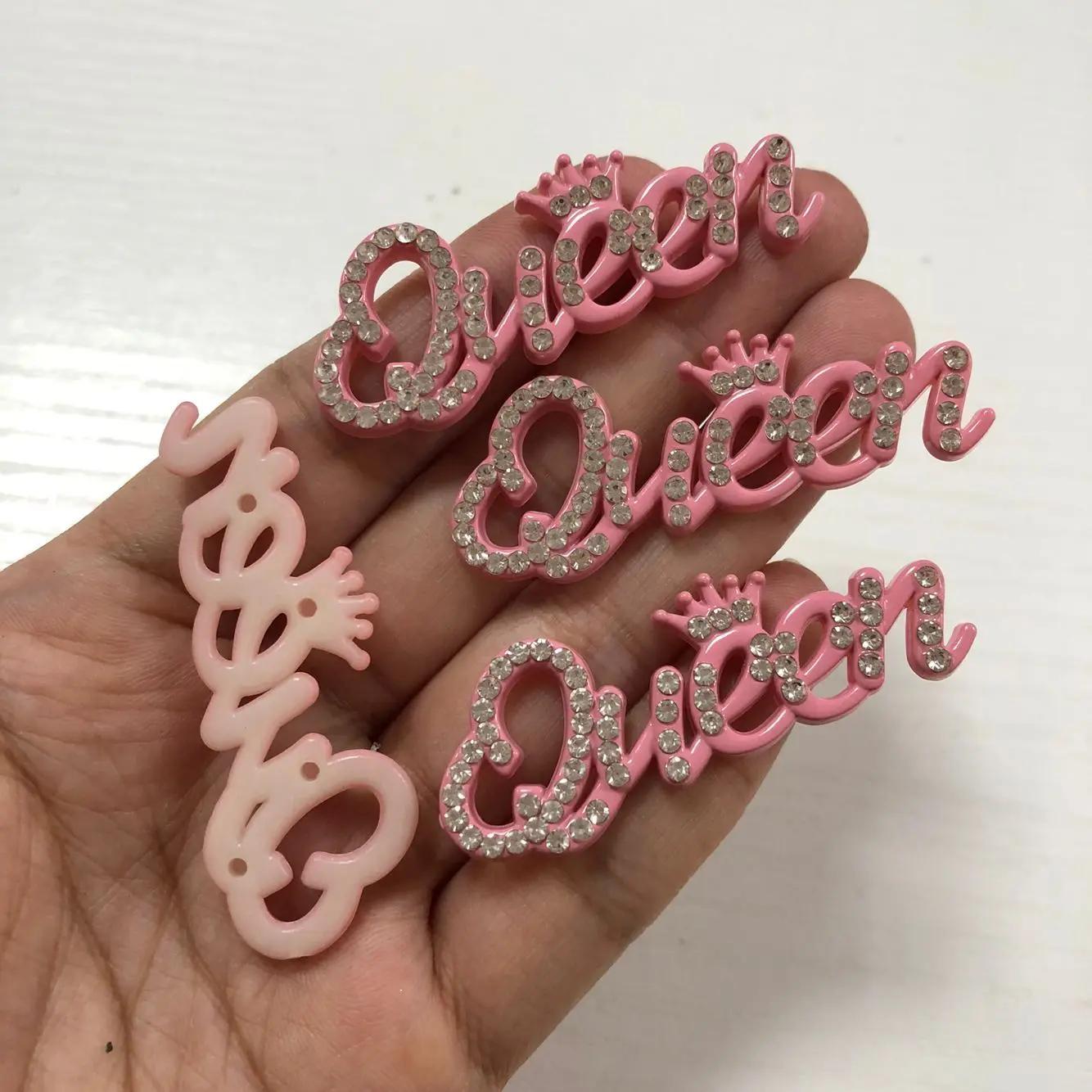 10 pièces Dopamine Bling argenté doré Rose rouge noir évider reine mots conseil breloques en plastiq