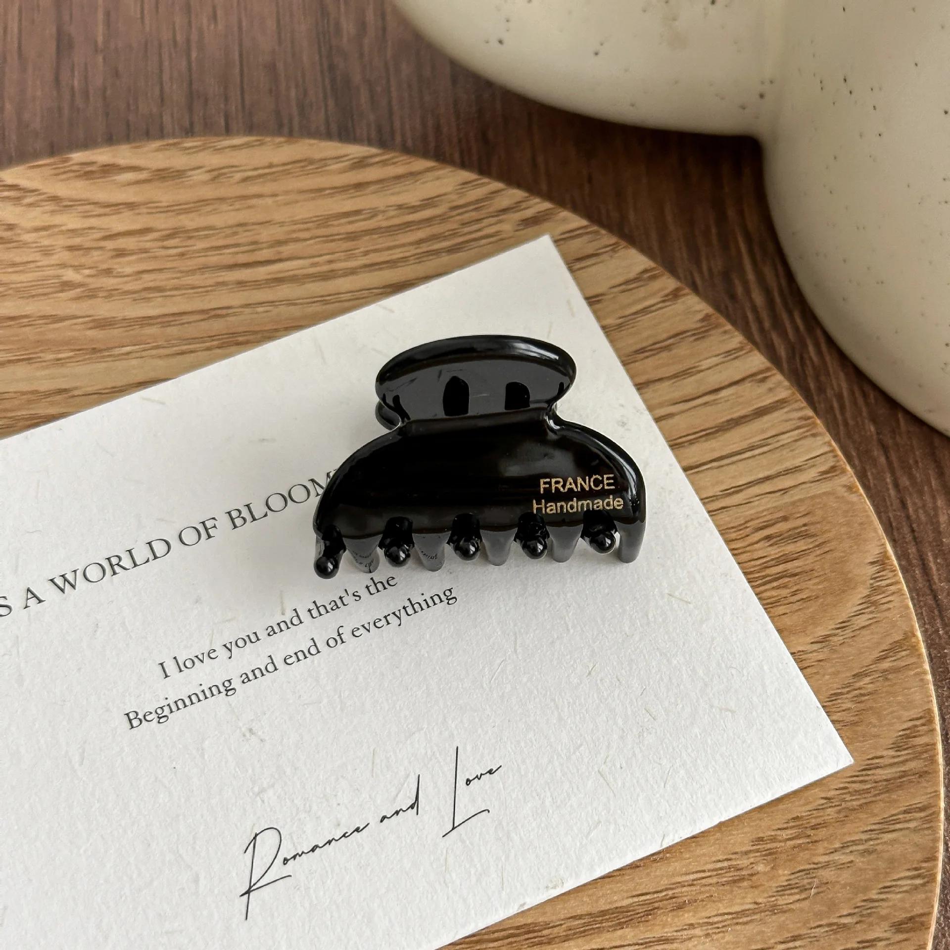 Pince à cheveux léopard en acétate français, 3.5CM, petite taille, Style doux, pince requin, accesso