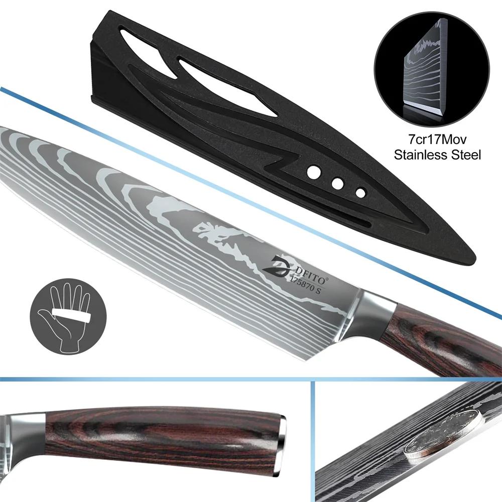 MDHAND 8 pièces couteau de cuisine damas acier inoxydable couteau de Chef utilitaire épluchage désos