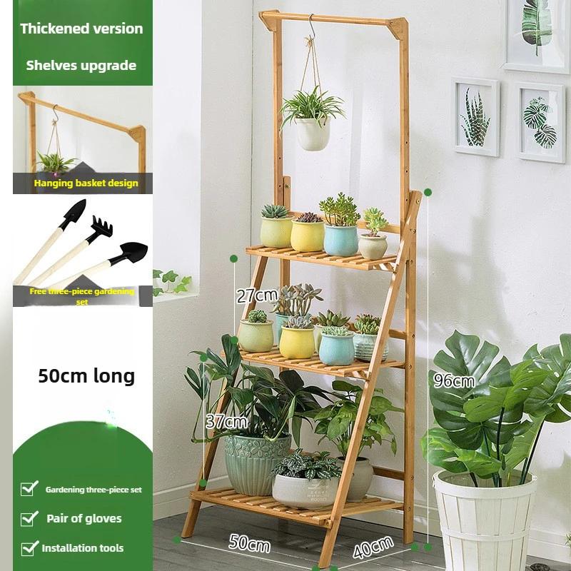 Jardinière suspendue en bois pliable, support pour plantes de balcon épaissi, étagère verticale à pl