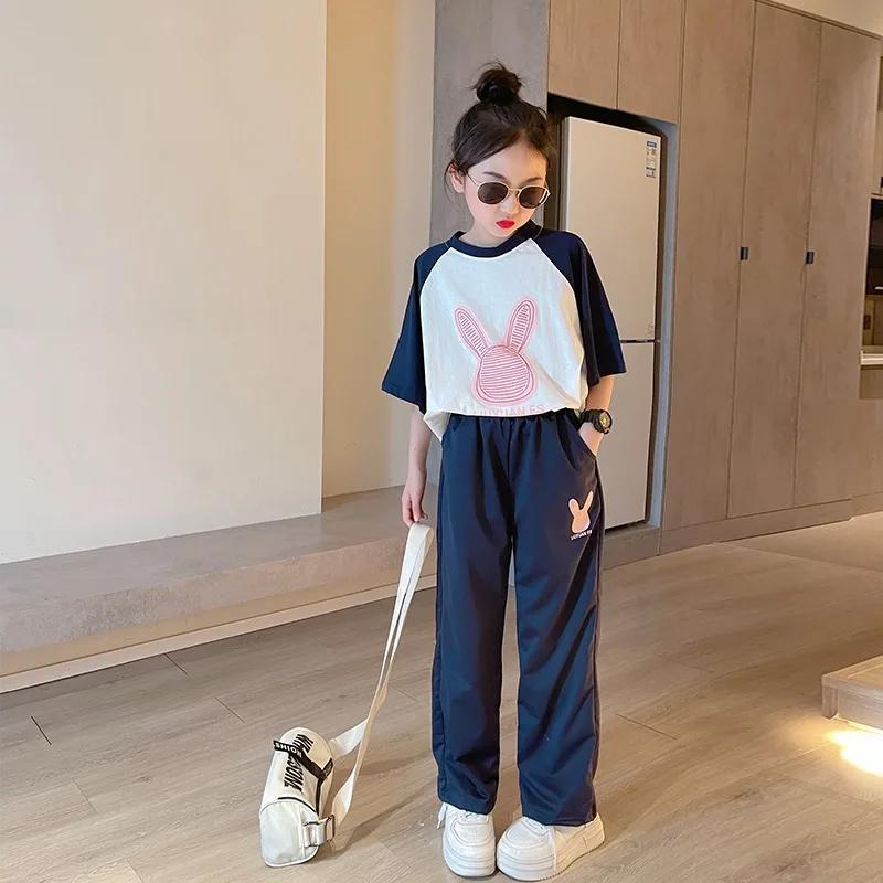 Filles sport deux pièces modèles d'été Style étranger nouvelles filles grande fille été à manches co